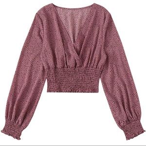 Romwe Elegant V-Neck Cropped Blouse